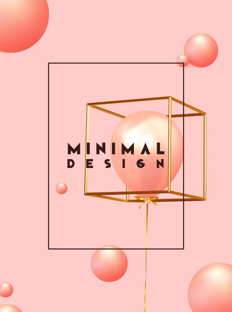 Fondo de diseño mínimo con objetos 3d realistas de diferentes formas. esfera de coral, bola rosa redonda, globos de color rosa. ilustración vectorial