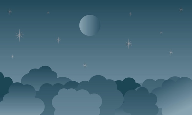 Vector fondo de diseño de noche de luna creativa