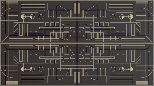 Fondo De Diseño De Papel Tapiz Geométrico Lineal Decorado Con Patrón Art Deco De Oro Negro De Lujo Moderno