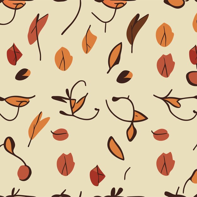 Vector fondo de diseño de patrón de doodle de hojas de otoño