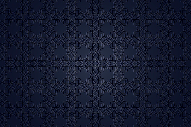 Fondo de diseño de patrón floral azul oscuro islámico