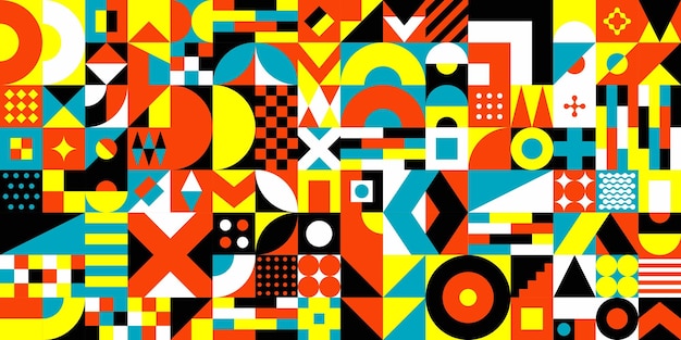 Fondo De Diseño De Patrón Geométrico Bauhaus Vector Abstracto Colorido Moda Transparente