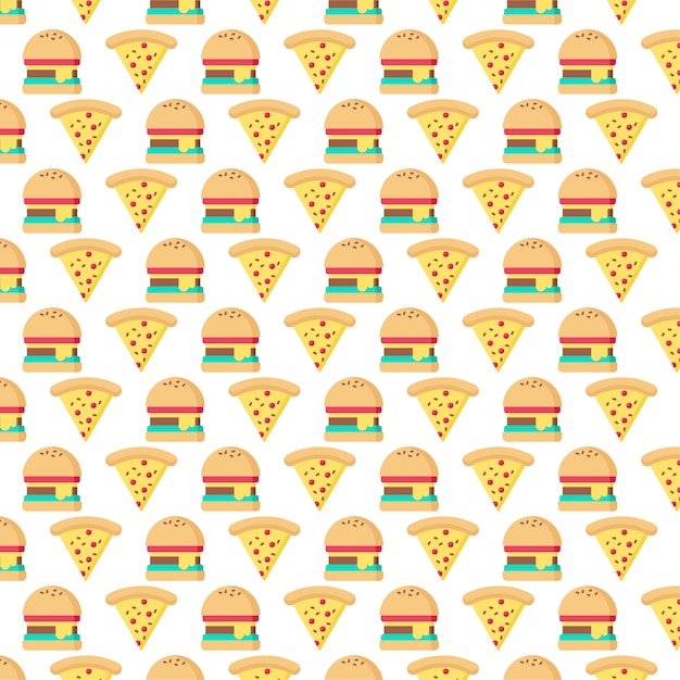 Fondo de diseño de patrón de hamburguesa y pizza