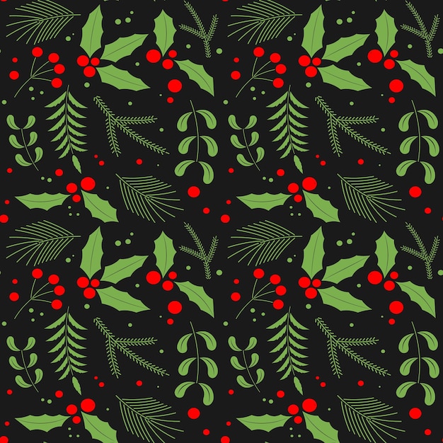 Fondo de diseño de patrón navideño dibujado a mano Vector