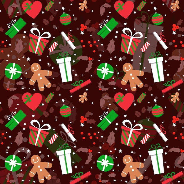 Fondo de diseño de patrón navideño dibujado a mano Vector