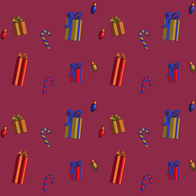 Fondo de diseño de patrón navideño dibujado a mano