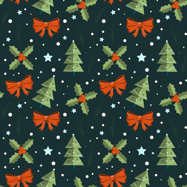 Fondo de diseño de patrón navideño dibujado a mano