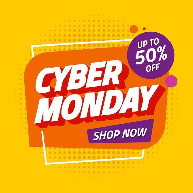 Fondo de diseño plano cyber monday