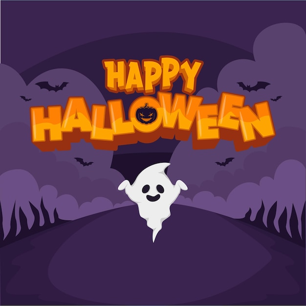 Fondo de diseño plano feliz halloween