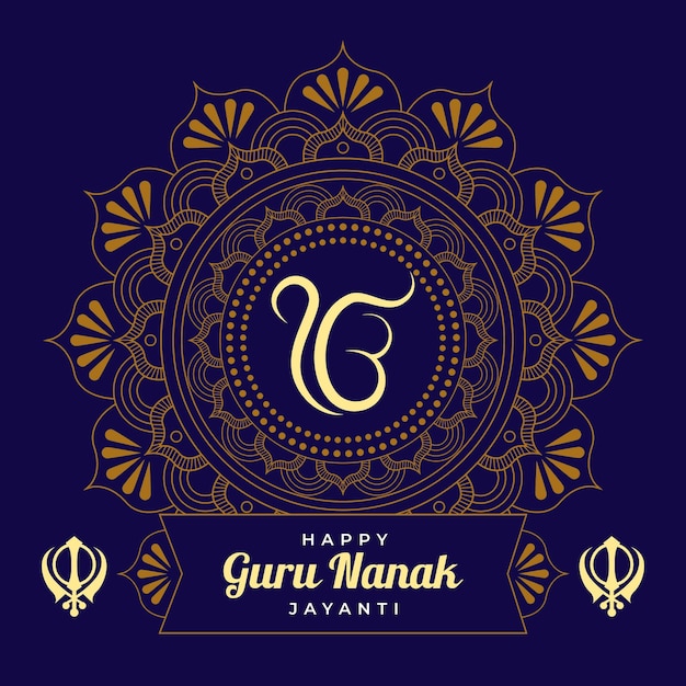 Fondo de diseño plano guru nanak jayanti