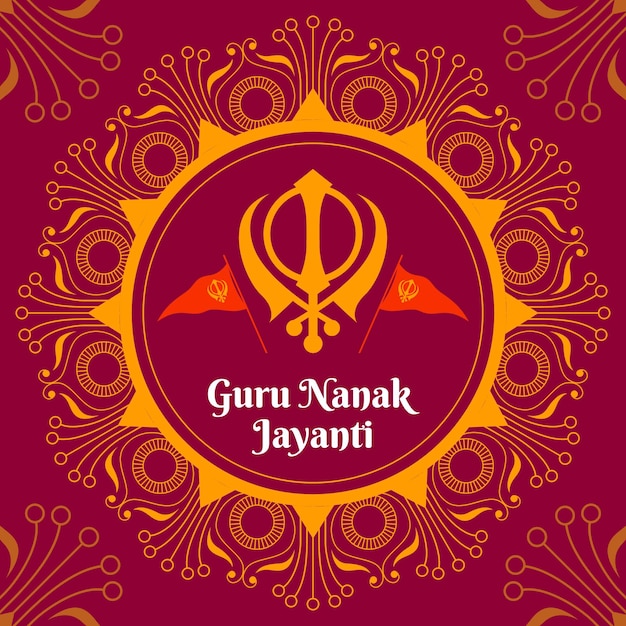 Fondo de diseño plano guru nanak jayanti