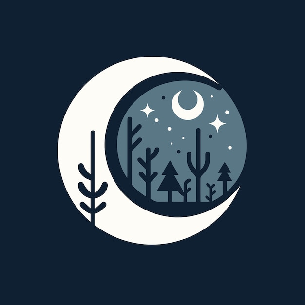 Vector un fondo de diseño plano de luna creciente