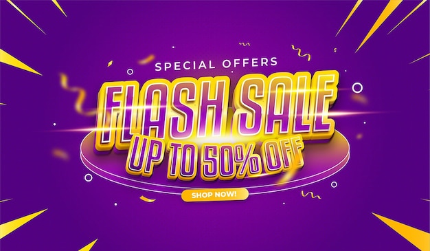 Fondo de diseño de plantilla de banner de efecto de texto de ofertas especiales de venta flash