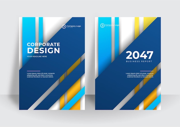 Fondo de diseño de portada corporativa de negocios amarillo azul moderno. cubiertas contemporáneas digitales azules, plantillas, carteles, folletos, pancartas, volantes. diseño de tecnología futurista mínima abstracta