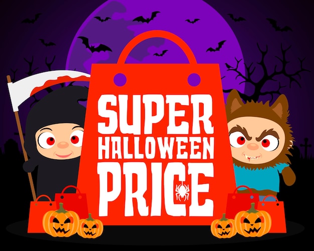 Fondo de diseño de precio de Super Halloween