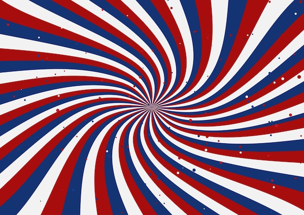 Fondo de diseño de starburst de remolino rojo blanco y azul