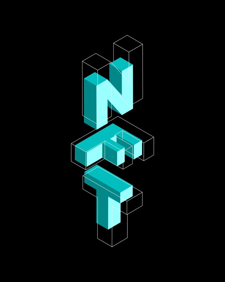 Vector fondo de diseño de texto de token no fungible tecnología abstracta vector futurista concepto nft