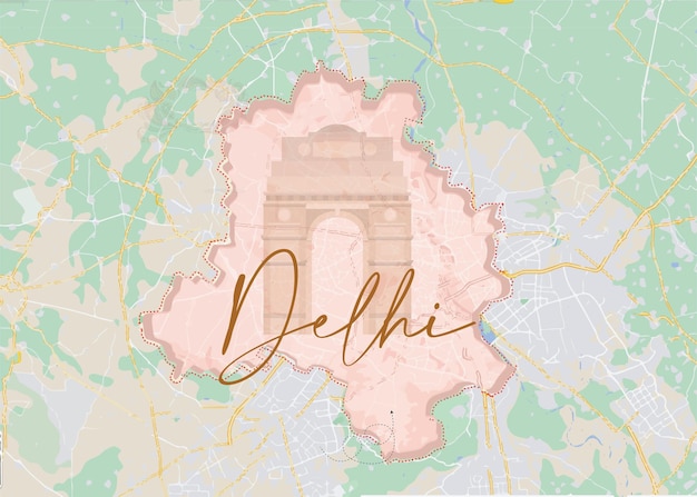 Fondo de diseño vectorial del mapa de Delhi