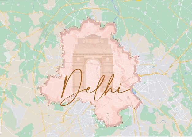 Vector fondo de diseño vectorial del mapa de delhi