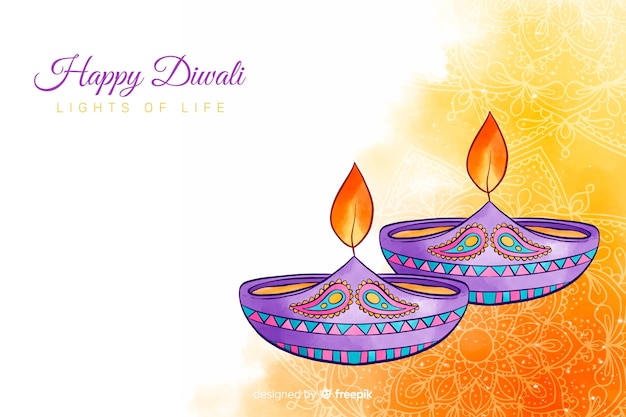 Vector fondo diwali acuarela y velas