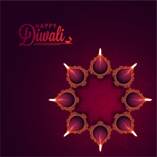 Vector fondo de diwali bonito con velas decorativas