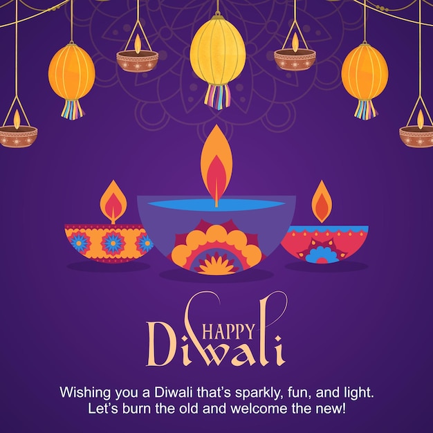 Fondo de Diwali festival religioso indio con lámparas