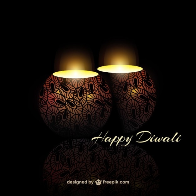 Vector fondo de diwali con velas lindas