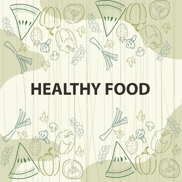 Fondo de un Doodle de alimentos saludables