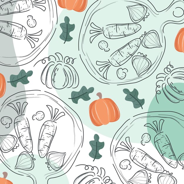 Fondo de un Doodle de alimentos saludables