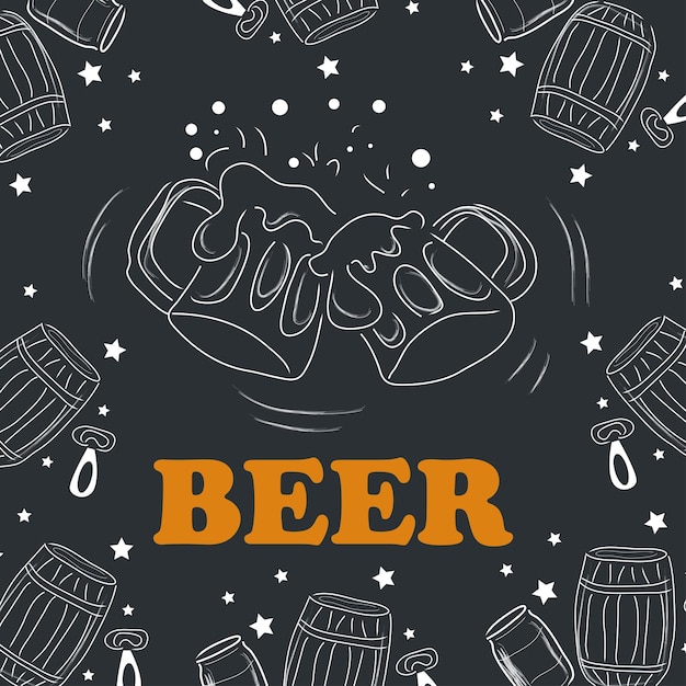 Fondo de doodle de cerveza perfecto para tu café de pared