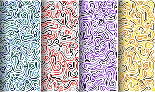 Fondo de doodle de línea colorida Fondo de formas de línea geométrica dispersa Fondo abstracto