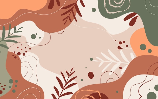 Fondo de doodle de naturaleza abstracta de diseño plano dibujado a mano