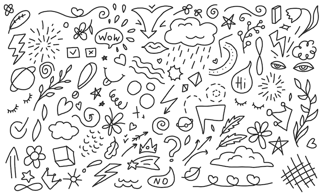 Fondo de Doodle Vector dibujado a mano en negro