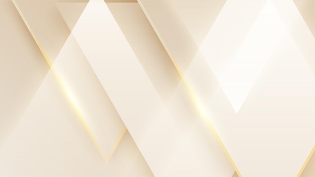 Fondo dorado abstracto con formas brillantes de lujo blanco y beige Líneas doradas lujo en fondo de color crema Dorado elegante estilo de corte de papel realista 3d Ilustración vectorial