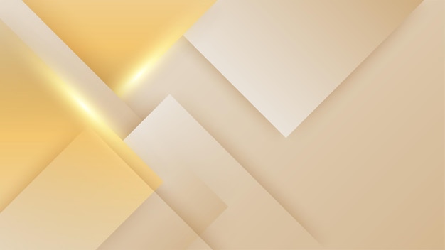 Fondo dorado abstracto con formas brillantes de lujo blanco y beige Líneas doradas lujo en fondo de color crema Dorado elegante estilo de corte de papel realista 3d Ilustración vectorial