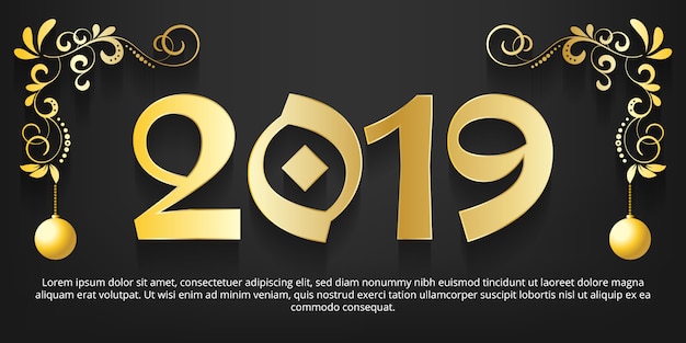 Fondo dorado de año nuevo 2019.