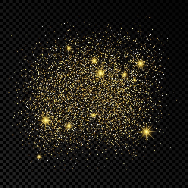 Fondo dorado brillante sobre un fondo transparente oscuro. Fondo con efecto brillo dorado y espacio vacío para el texto. ilustración vectorial