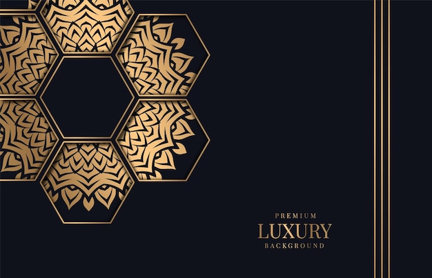 fondo dorado de lujo con mandala para tarjeta de invitación
