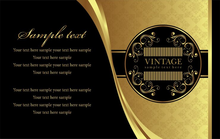 Fondo dorado negro con logotipo vintage
