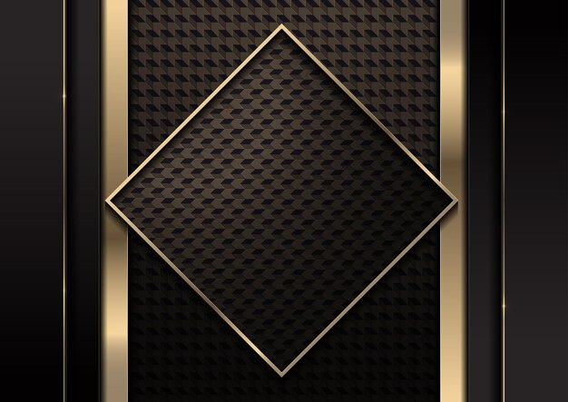 fondo dorado negro patrones gráficos y un marco cuadrado central