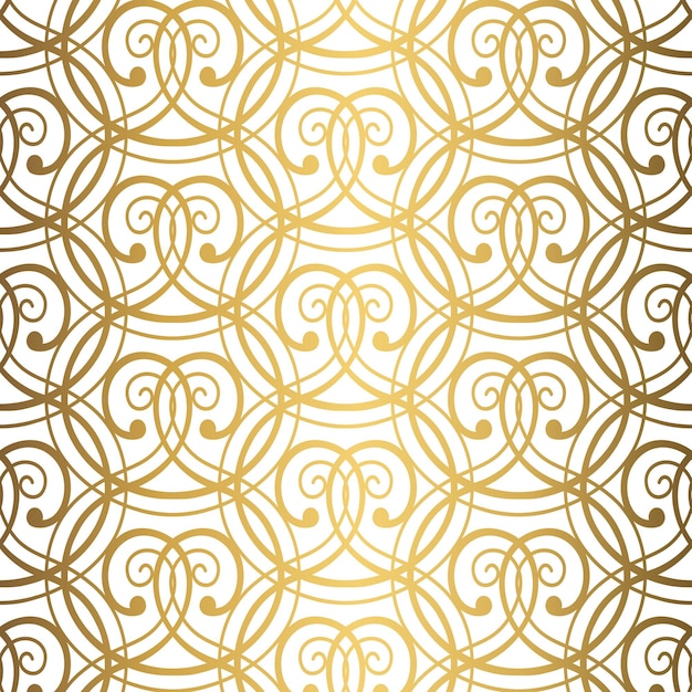 Fondo dorado Patrón sin costuras de lujo Adorno de tejido elegante para papel tapiz tela tapicería ropa de cama cortinas invitación de boda Vector de flores abstractas Motivo floral forjado