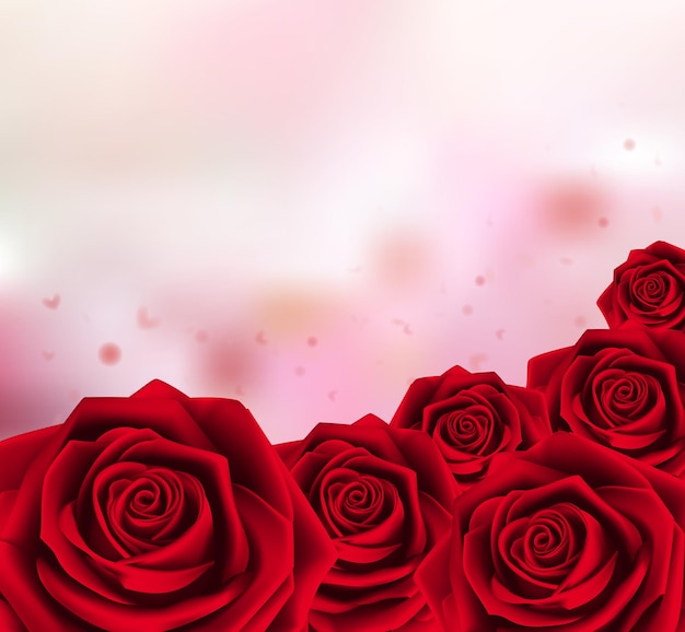 Fondo dulce del día de San Valentín con rosas rojas realistas