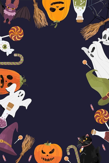 Vector fondo e ilustraciones del marco de halloween