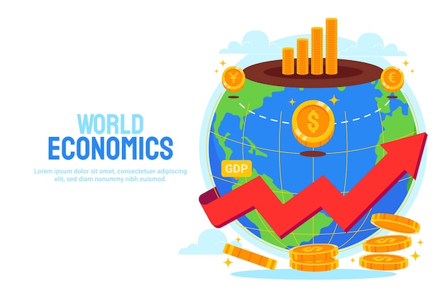 Vector el fondo de la economía del mundo plano