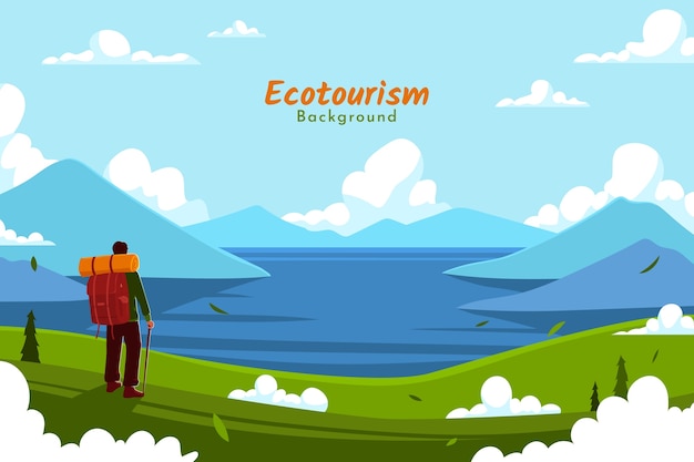 Fondo de ecoturismo dibujado a mano