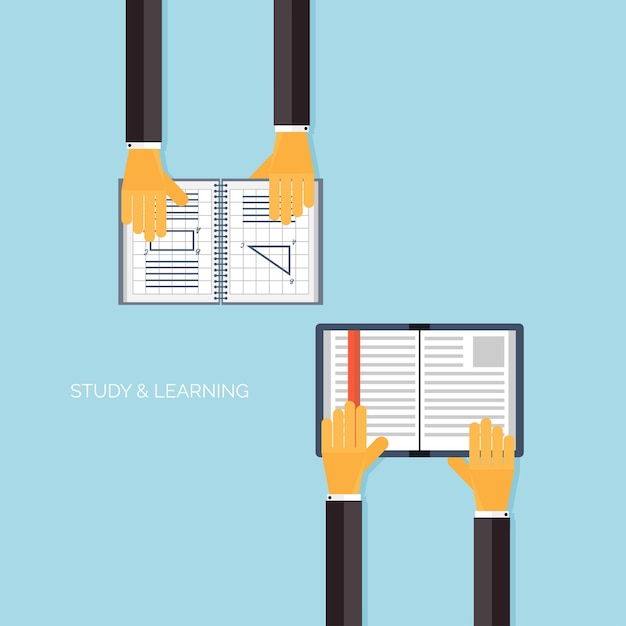 Fondo educativo de concepto plano Regreso a la escuela Aprendizaje a distancia Estudio en la universidad