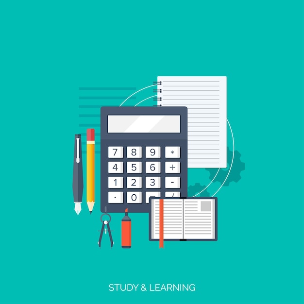 Fondo educativo de concepto plano Regreso a la escuela Aprendizaje a distancia Estudio en la universidad