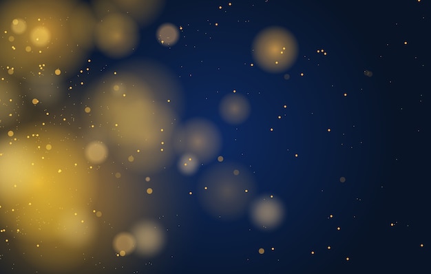 Fondo de efecto de luces bokeh mágico abstracto, brillo negro, oro