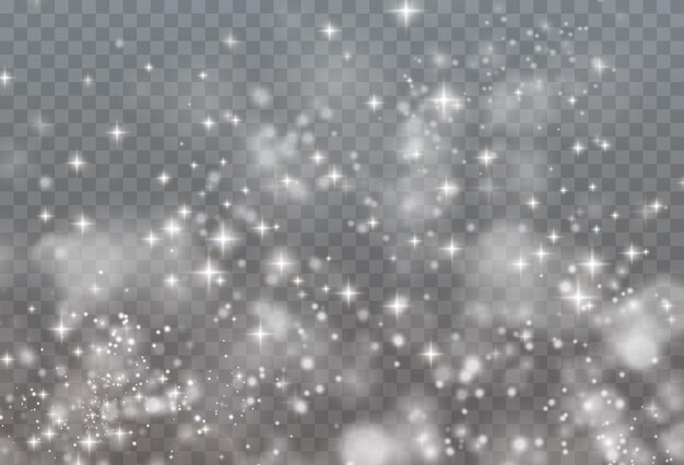 Fondo de efecto de luces de luz bokeh. Luz blanca de polvo png. Fondo navideño de polvo brillante.