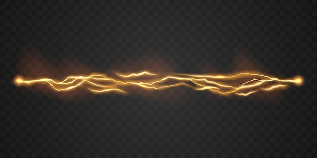 Fondo de efecto de luz relámpago flash realista con ilustración de vector de explosión eléctrica relámpago